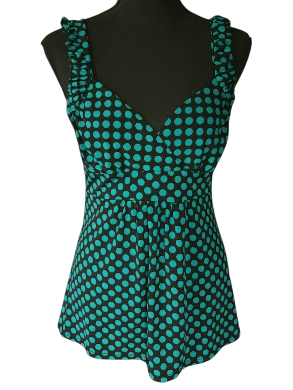 Vintage Maurices Polka Dot Babydoll Tank Top Sz S